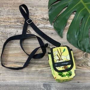 rebagz yellow floral recycled rice bag crossbody pouch